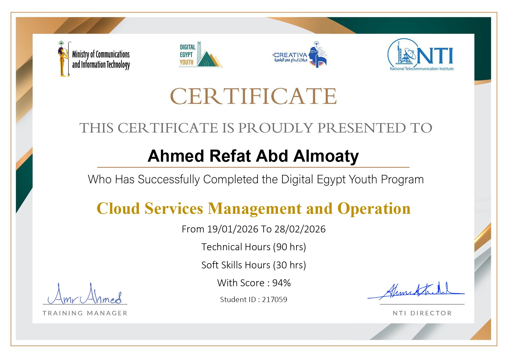 Cloud Services Management and Operation Certificate