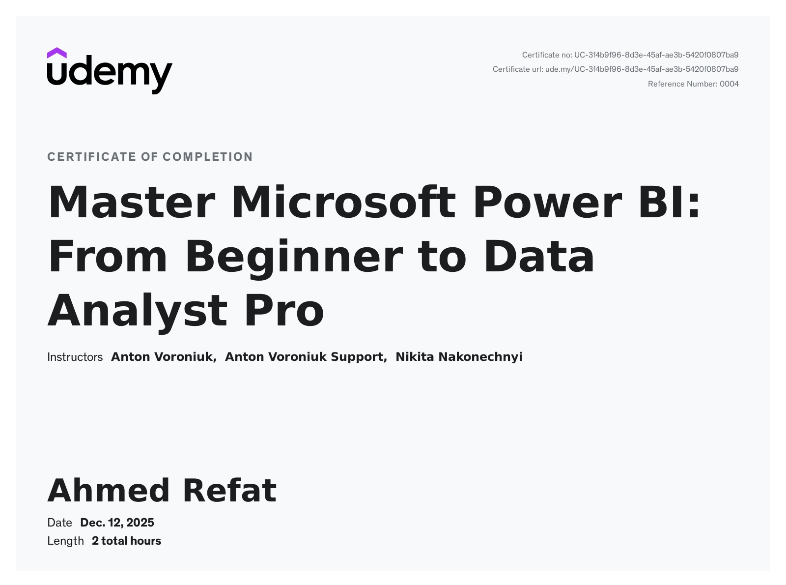 Power BI Certificate